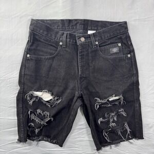 VTG Harley-Davidson Mens Distressed Black Denim Shorts Cut-Offs Sz 31 Biker Y2K